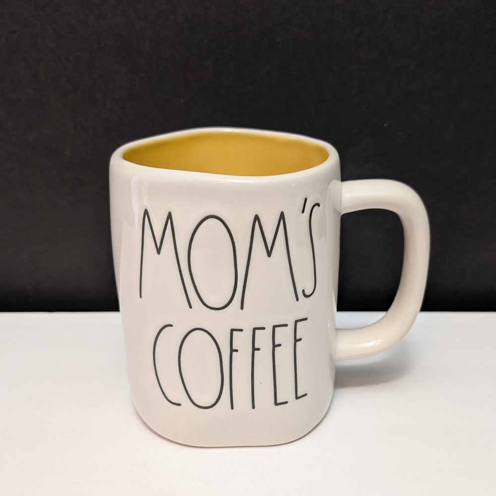 Rae Dunn White and Yellow 'Mom's Coffee' Mug